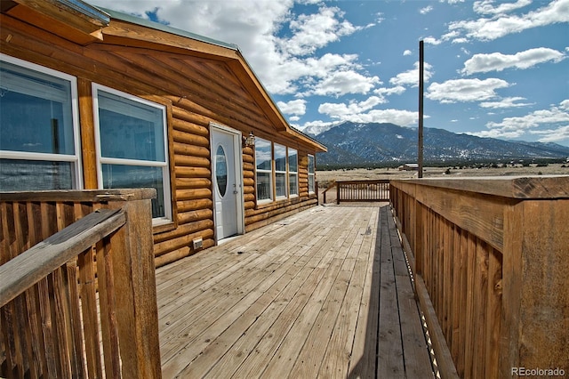 deck featuring a mountain view