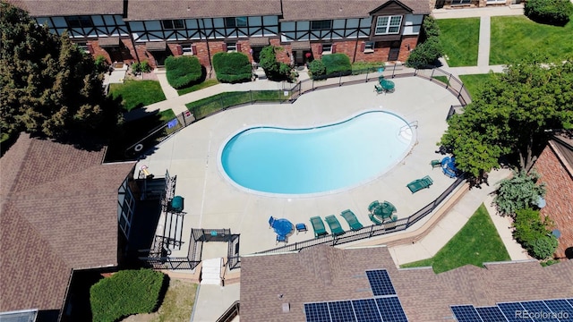 3825 S Monaco Pkwy Unit 111, Denver, CO 80237 - drone / aerial view of a pool