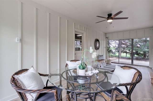 14650 Tejon St, Broomfield, CO 80023 - dining area with a ceiling fan and wood finished floors