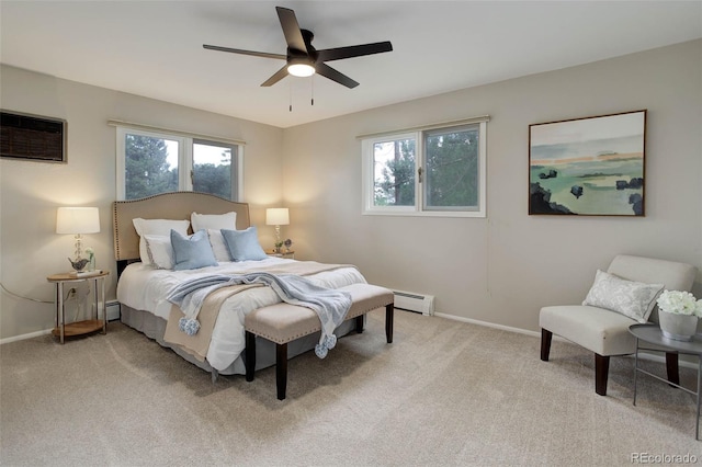 14650 Tejon St, Broomfield, CO 80023 - bedroom with a baseboard heating unit, light colored carpet, a wall mounted AC, and baseboards