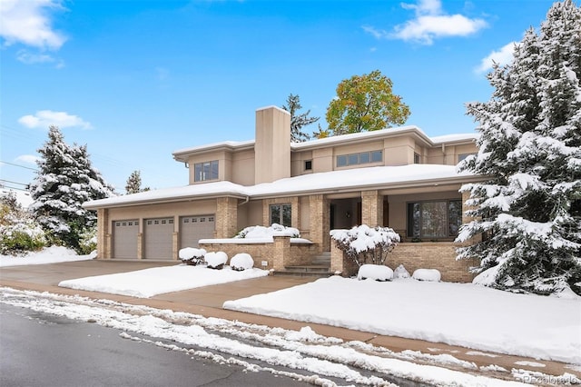 view of prairie-style home