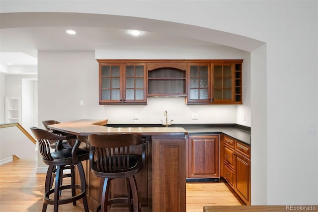 4800 E Cedar Ave, Denver, CO 80246 - indoor wet bar featuring light wood-style flooring and recessed lighting