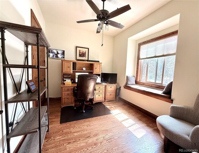 185 Wildrose Ct, Woodland Park, CO 80863 - office space with light wood-type flooring and ceiling fan