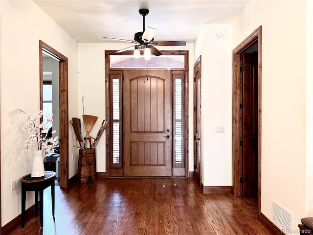 185 Wildrose Ct, Woodland Park, CO 80863 - foyer entrance featuring wood finished floors and ceiling fan