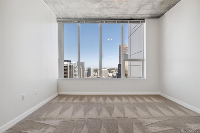 carpeted spare room with baseboards