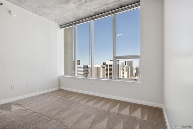 empty room featuring baseboards and carpet floors
