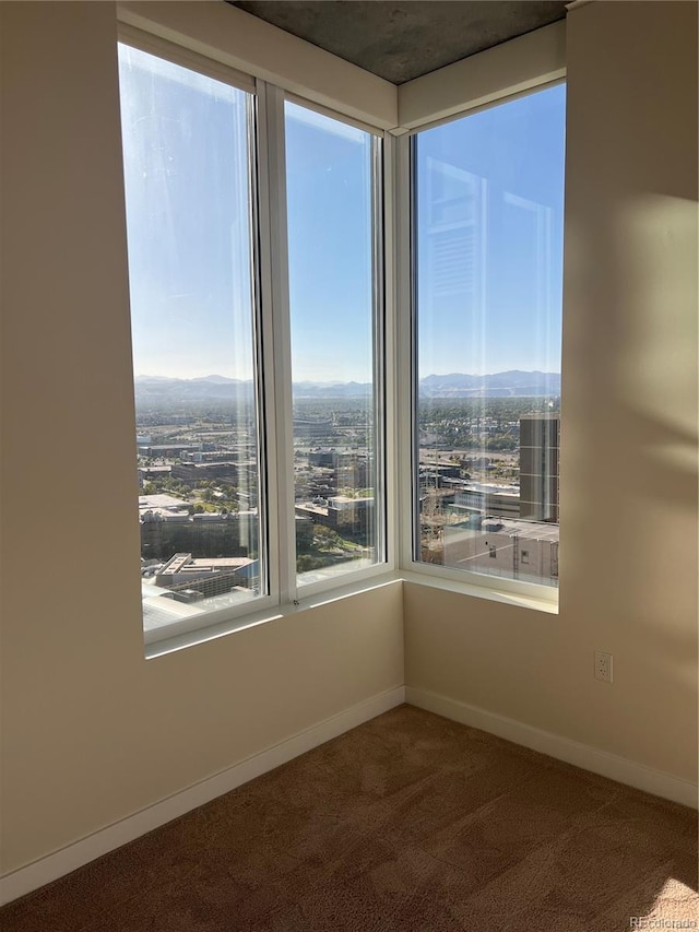 carpeted empty room with baseboards