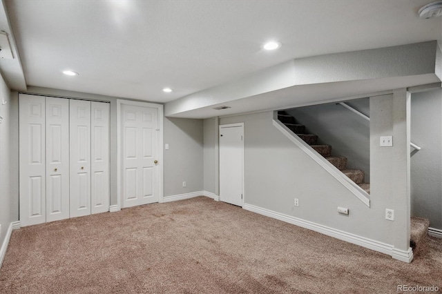 1580 N Franklin St, Denver, CO 80218 - finished basement featuring carpet floors, stairs, recessed lighting, and baseboards