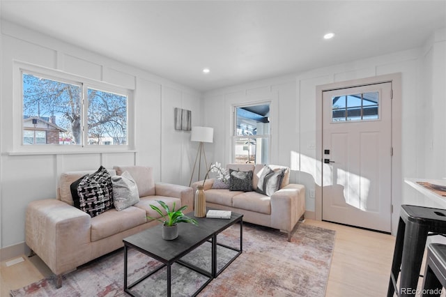 living room featuring light hardwood / wood-style floors