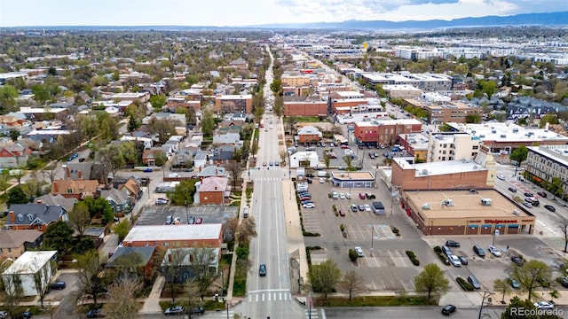 bird's eye view with a mountain view