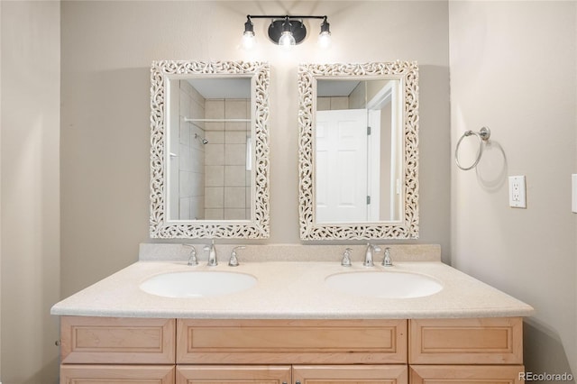 1264 Uinta St, Denver, CO 80220 - full bath with double vanity and tiled shower