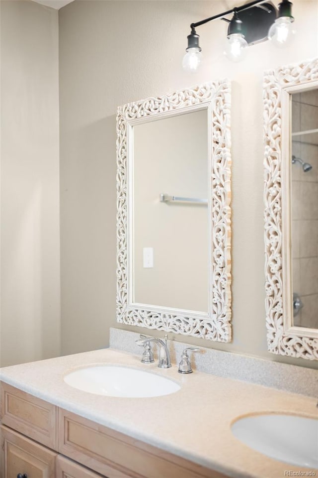 1264 Uinta St, Denver, CO 80220 - bathroom featuring double vanity and a shower