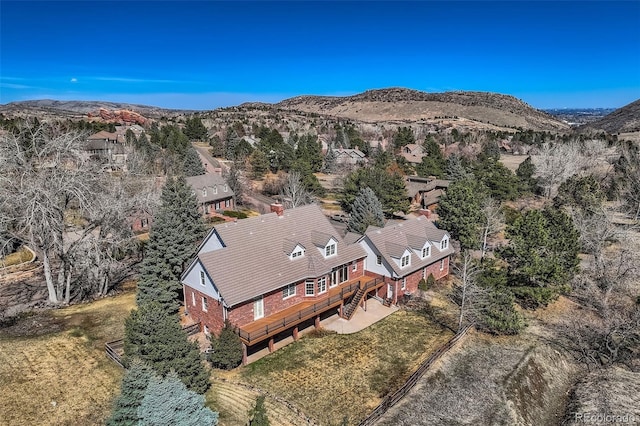 bird's eye view with a mountain view