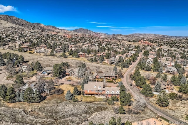 birds eye view of property featuring a residential view and a mountain view