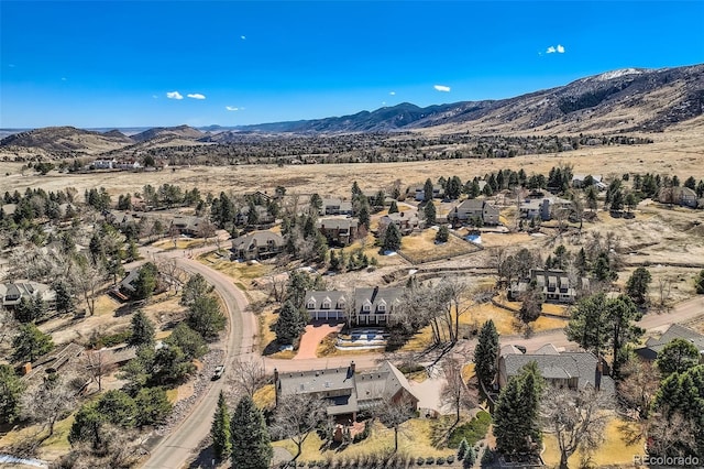 drone / aerial view with a mountain view