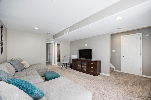 9200 W Indore Dr, Littleton, CO 80128 - carpeted living area featuring recessed lighting and stairs