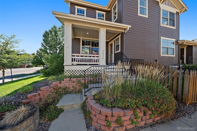 view of front of house featuring covered porch