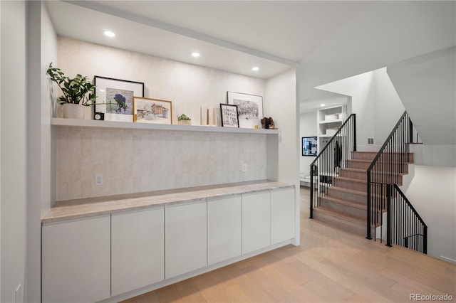 332 S Franklin St, Denver, CO 80209 - interior space with light wood-style flooring, recessed lighting, and stairs