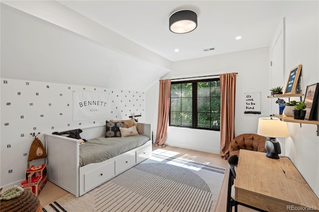 332 S Franklin St, Denver, CO 80209 - bedroom featuring light wood-style flooring and lofted ceiling
