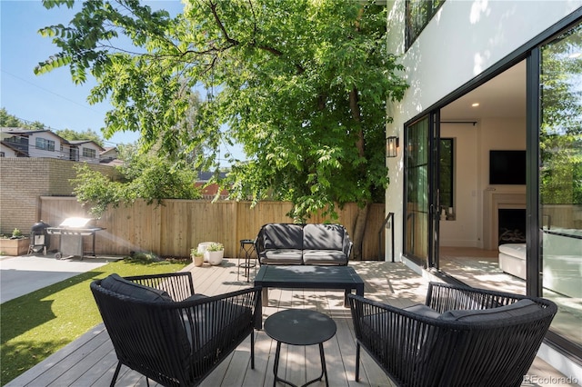 332 S Franklin St, Denver, CO 80209 - deck featuring outdoor lounge area and grilling area