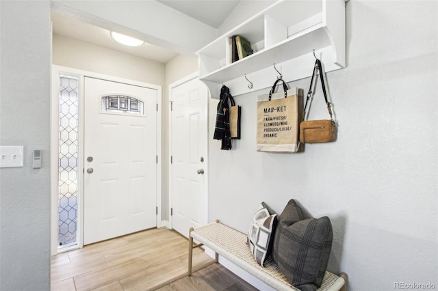 mudroom featuring light wood-style floors