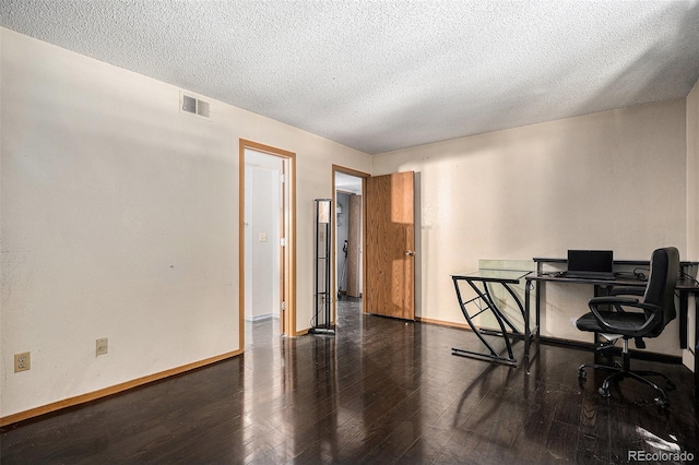 19192 E Wyoming Pl Unit 105, Aurora, CO 80017 - office area with hardwood / wood-style flooring and a textured ceiling