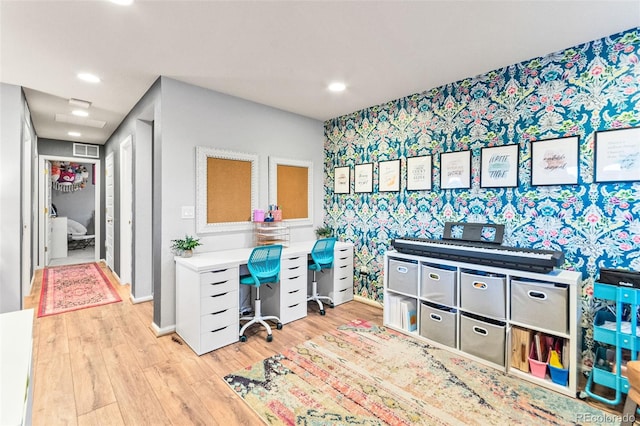 17335 W 94th Ave, Arvada, CO 80007 - office space with wallpapered walls, light wood finished floors, and recessed lighting