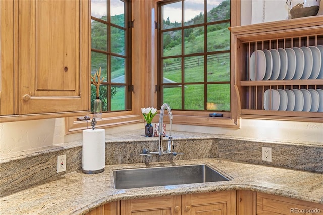 interior details with sink and light stone counters