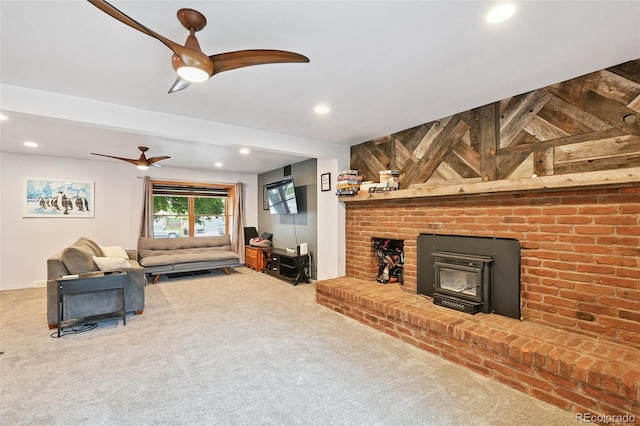 10378 W Weaver Ave, Littleton, CO 80127 - carpeted living room featuring a ceiling fan and recessed lighting