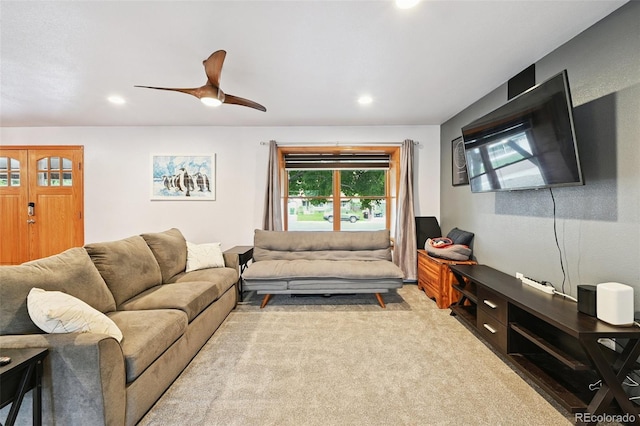 10378 W Weaver Ave, Littleton, CO 80127 - living area with carpet, recessed lighting, and a ceiling fan