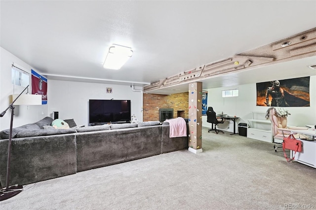 10378 W Weaver Ave, Littleton, CO 80127 - carpeted living area featuring a fireplace