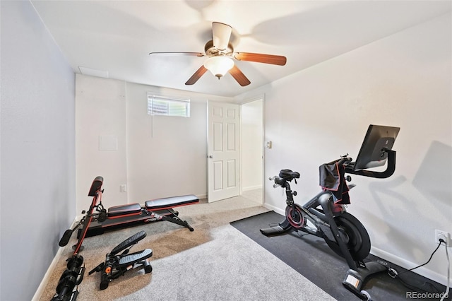 10378 W Weaver Ave, Littleton, CO 80127 - exercise area featuring a ceiling fan and carpet flooring