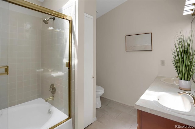 12089 W Burgundy Ave, Littleton, CO 80127 - bathroom featuring double vanity, shower / bath combination with glass door, and tile patterned floors