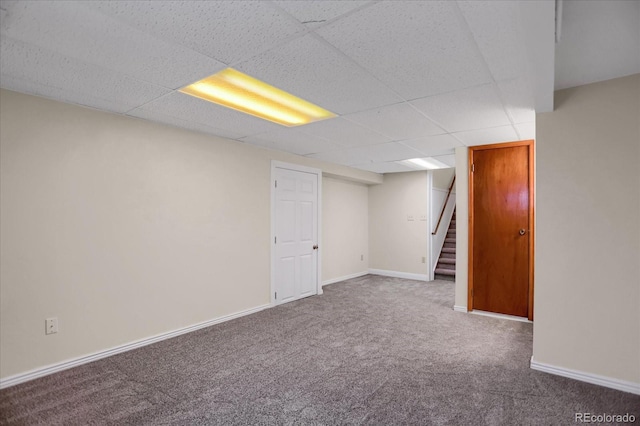 12089 W Burgundy Ave, Littleton, CO 80127 - finished basement featuring carpet, a drop ceiling, and stairway