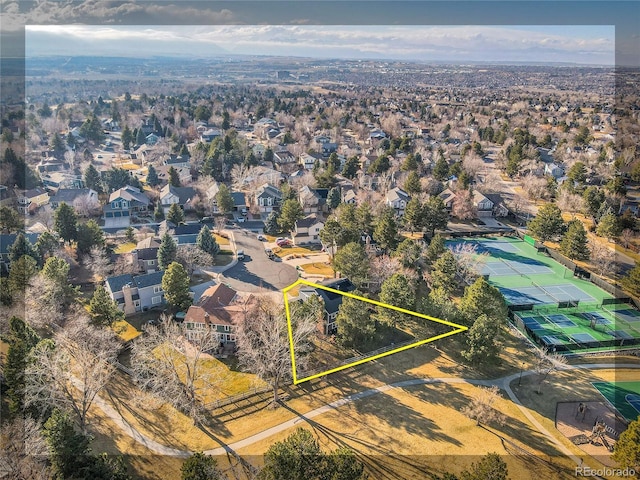 bird's eye view with a residential view