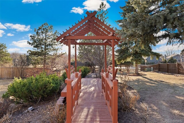 view of property's community featuring fence