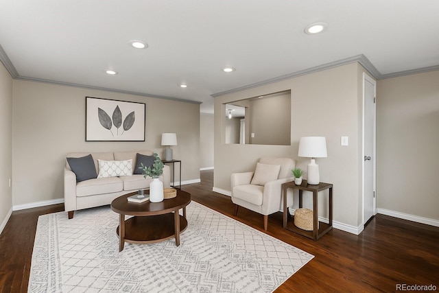 1996 S Dexter St, Denver, CO 80222 - living area with crown molding, recessed lighting, and wood finished floors