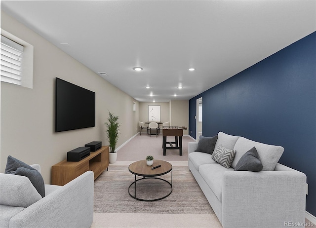 1996 S Dexter St, Denver, CO 80222 - carpeted living area featuring recessed lighting and baseboards