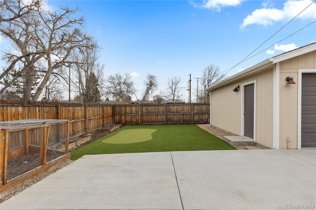 1996 S Dexter St, Denver, CO 80222 - fenced backyard featuring an area to practice putting and a patio area