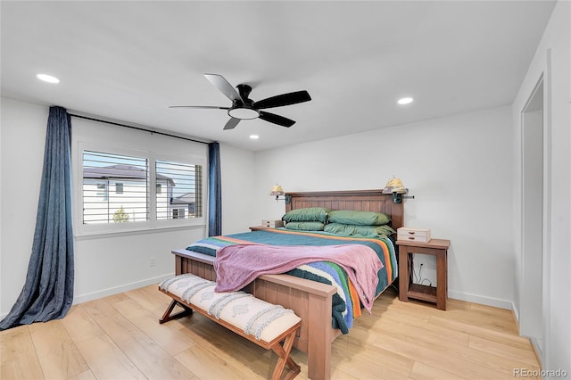 525 Badger Creek Dr, Brighton, CO 80601 - bedroom with light wood-style floors, recessed lighting, and ceiling fan
