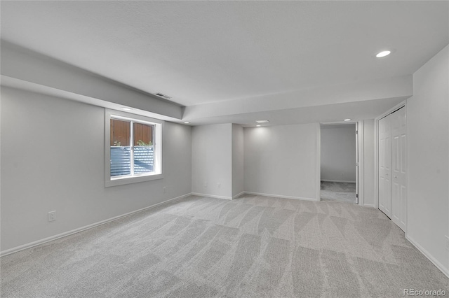 525 Badger Creek Dr, Brighton, CO 80601 - below grade area with light carpet and recessed lighting