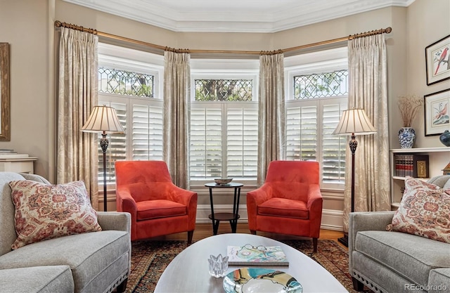 836 E 17th Ave Unit 1A, Denver, CO 80218 - sitting room with crown molding and wood finished floors