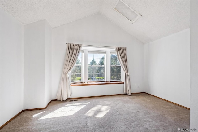 3094 W 107th Pl Unit B, Westminster, CO 80031 - empty room featuring carpet floors, a textured ceiling, and high vaulted ceiling