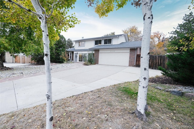 view of front property with a garage