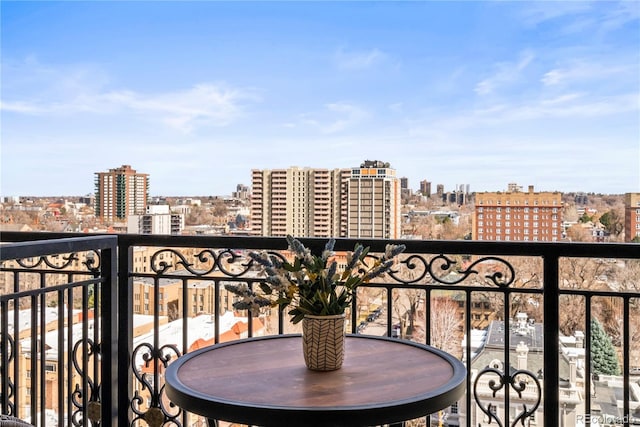 balcony with a view of city