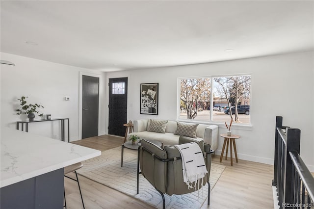 living room with light wood-type flooring