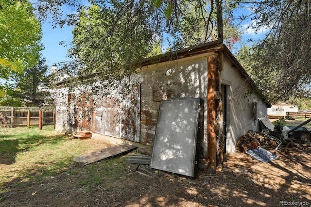 view of entry to storm shelter