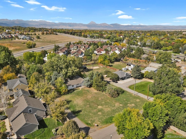 aerial view with a mountain view