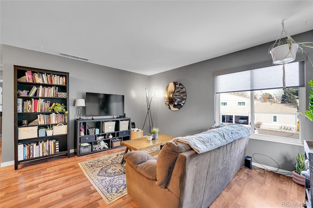 living room with hardwood / wood-style floors