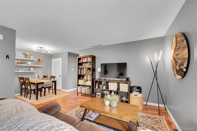 living room featuring light hardwood / wood-style floors